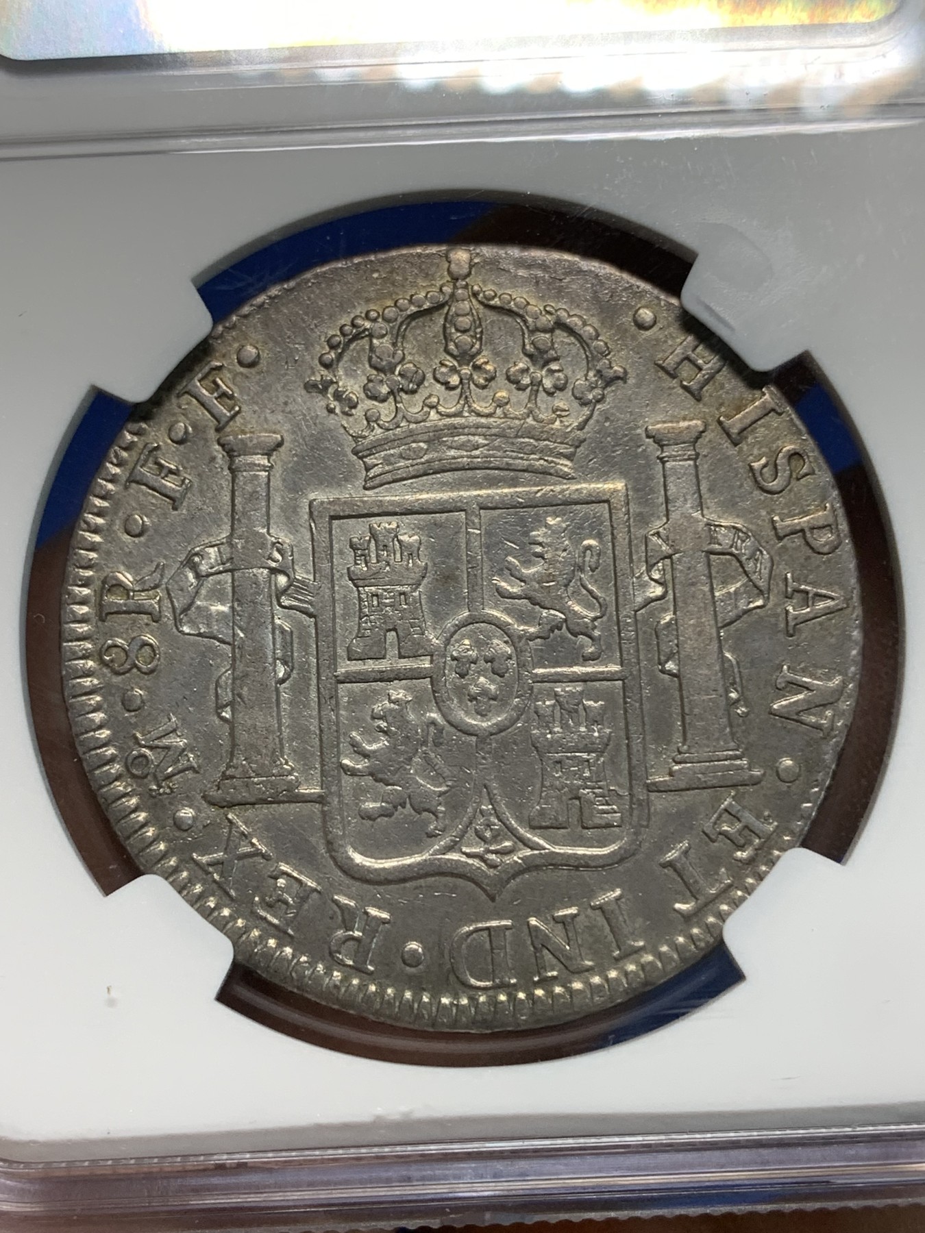 《竞宝斋》第223场-周日，周一 2场 (全场包邮) NGC VFD 西属墨西哥1781年 MO FF卡洛斯三世双柱8R 老包浆底板清爽 高性价比 别错过