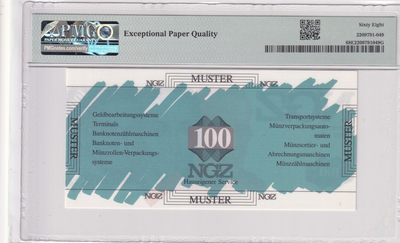 🌗乐淘淘世界纸币拍卖 第33期 测试钞专场🌓 德国DEU印钞厂 1993年ATM纸质测试钞 PMG68EPQ