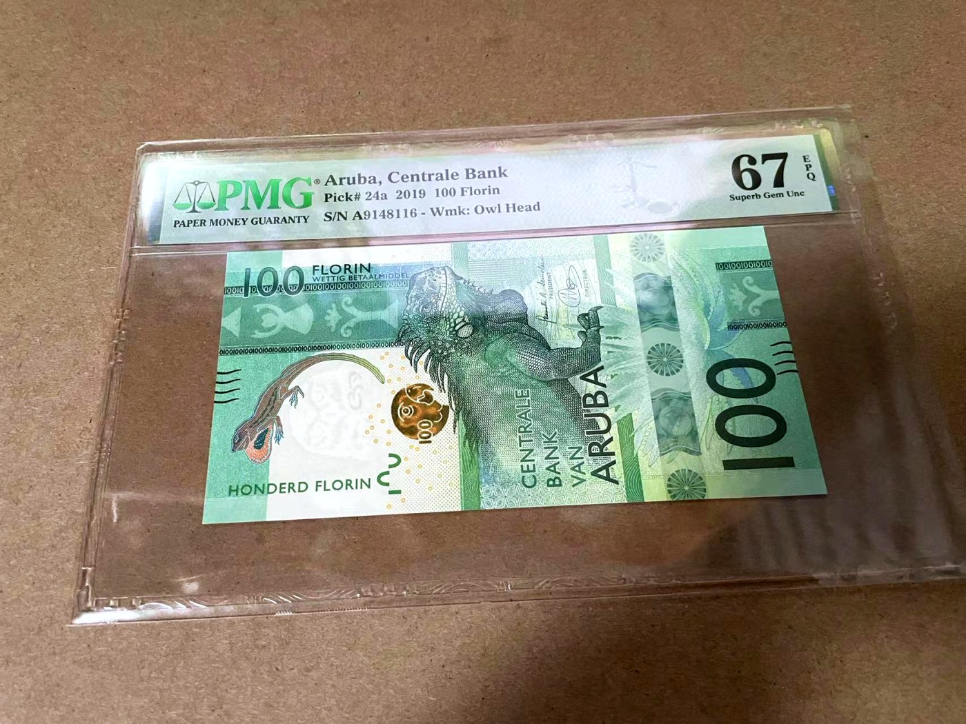 【Blue Auction】✨世界纸币精拍第404期——小精品场 【获奖钞】阿鲁巴 2019年100弗罗林 大蜥蜴 PMG67EPQ 