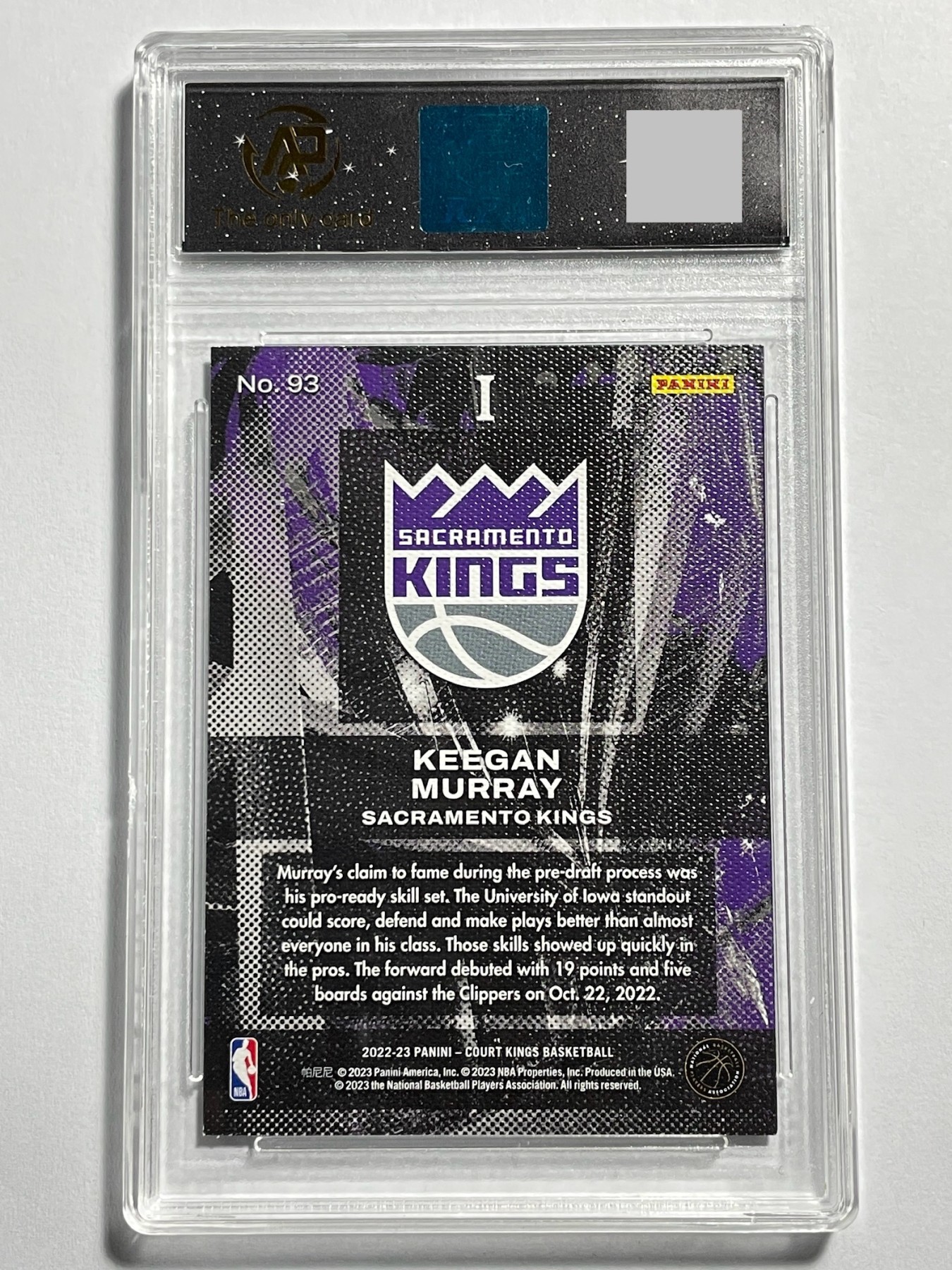 【德藏】卡牌拍卖第9期 ~PSA10 艾弗森 · 新秀签名~【无每件最低收费！！！】 NBA 2022-23 PANINI COURT KINGS(油画系列) 西部联盟 萨克拉门托 国王 基根·穆雷 一级油画新秀特卡 RPA 9.5 (2022-23赛季最佳新秀一阵，首轮第4顺位)