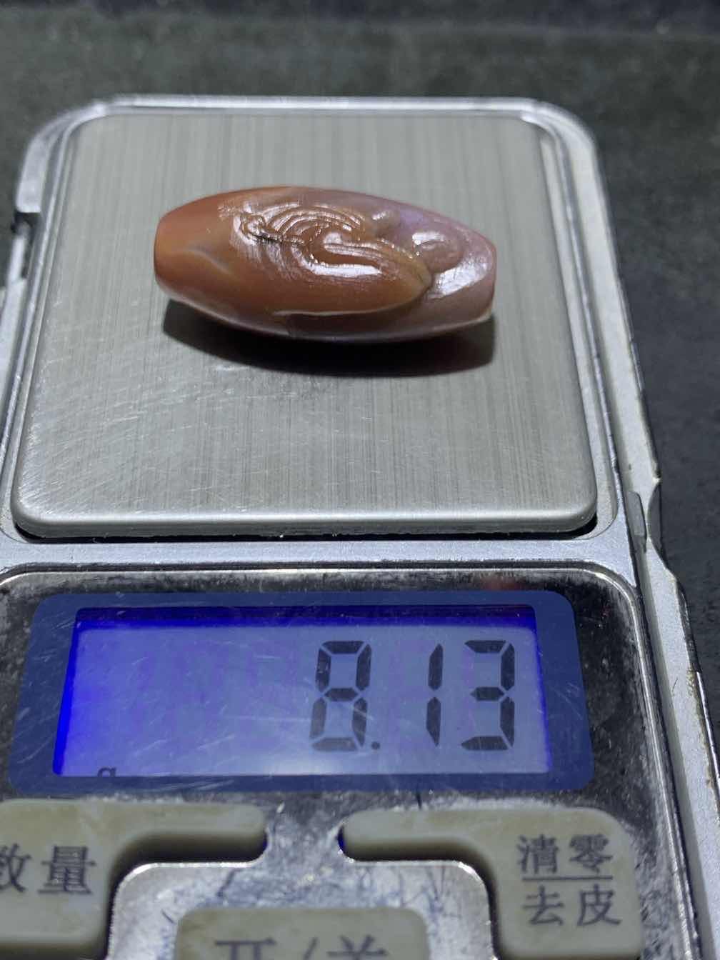 精美亚光战国红玛瑙手工雕刻一心向佛桶珠一颗！