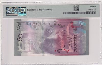 🌗乐淘淘世界纸币拍卖 第33期 测试钞专场🌓 英国德纳罗印钞公司2011年测试钞 爱因斯坦 PMG65EPQ