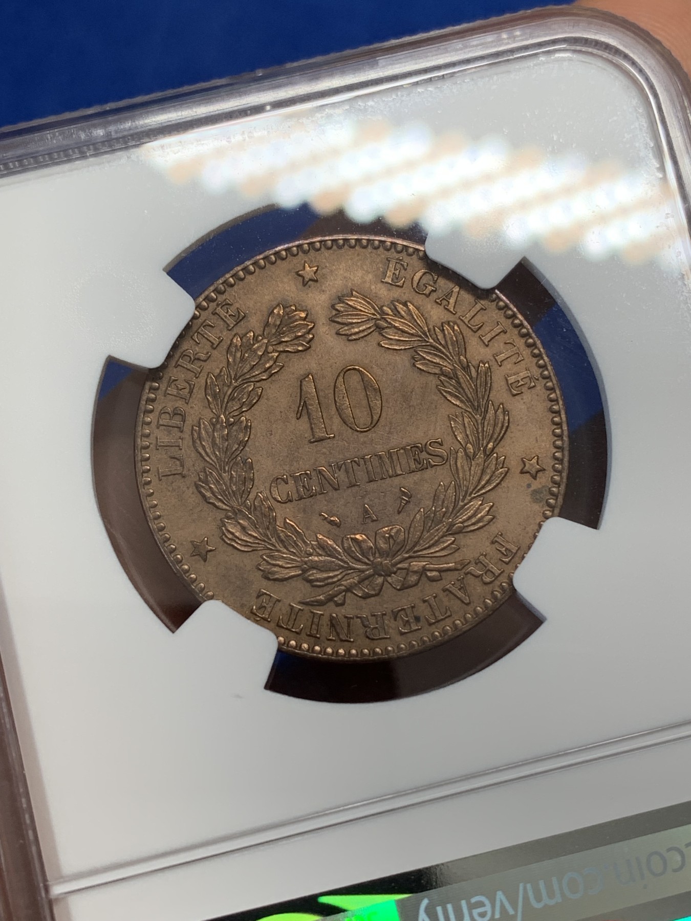 《竞宝斋》第223场-周日，周一 2场 (全场包邮) NGC UNCD 1897年法国谷物女神10C铜币 细节极好