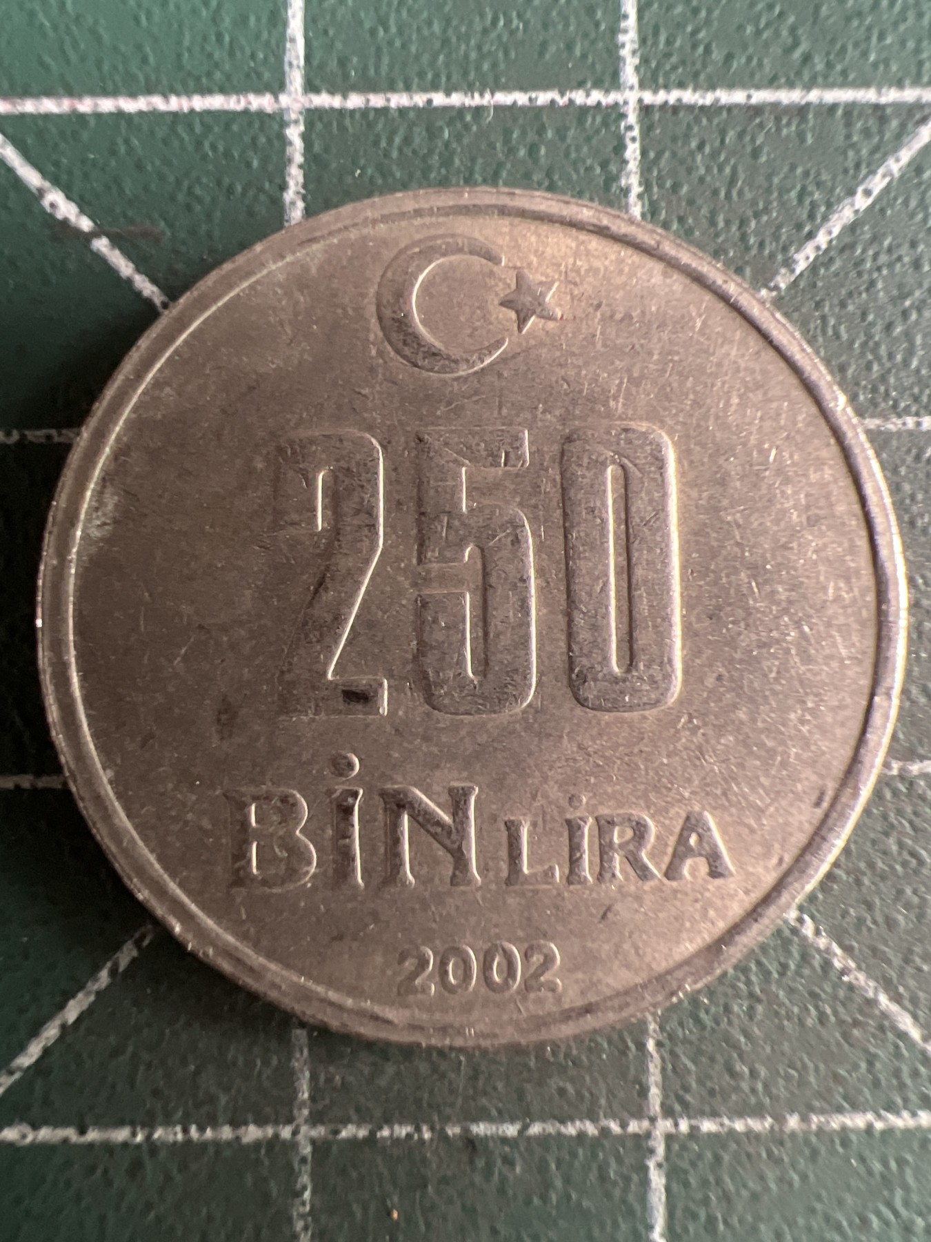 第482期 土耳其硬币专场 （无押金，捡漏，全场50包邮，偏远地区除外，接收代拍业务） 土耳其250bin里拉 2002年