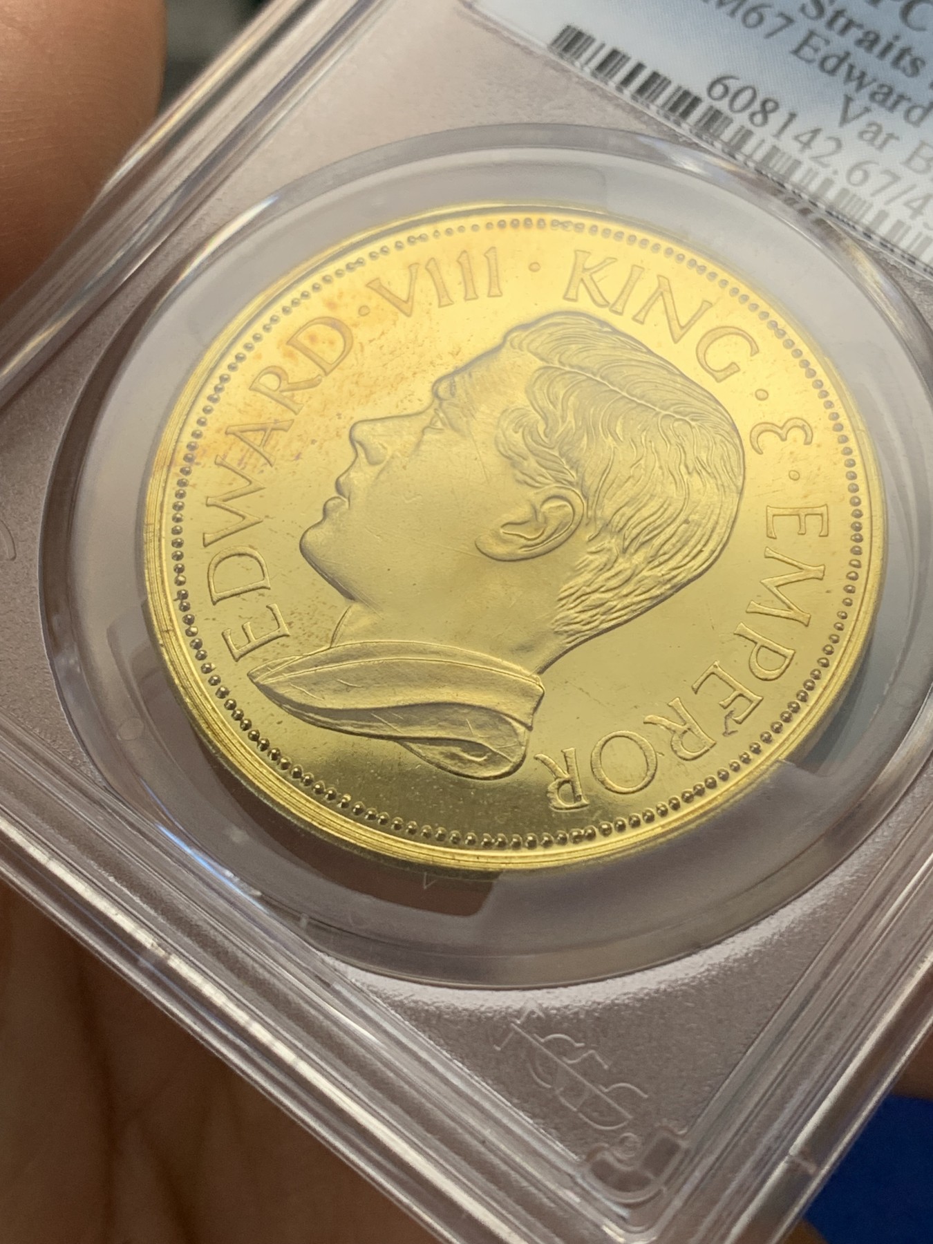 《竞宝斋》第223场-周日，周一 2场 (全场包邮) PCGS PR67 英属海峡1936爱德华八世后期臆造版铜章