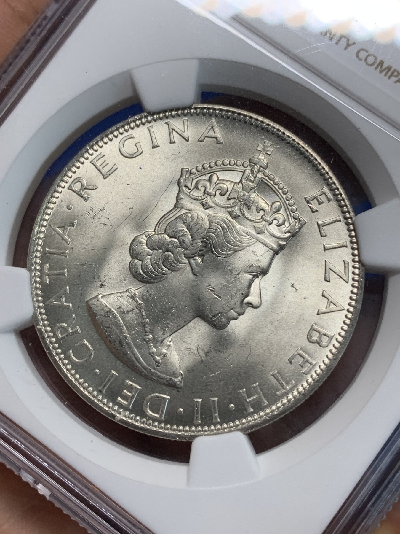 《竞宝斋》第223场-周日，周一 2场 (全场包邮) NGC-MS64 英属百慕大1964年伊丽莎白二世青年头像克朗银币 头像十分漂亮