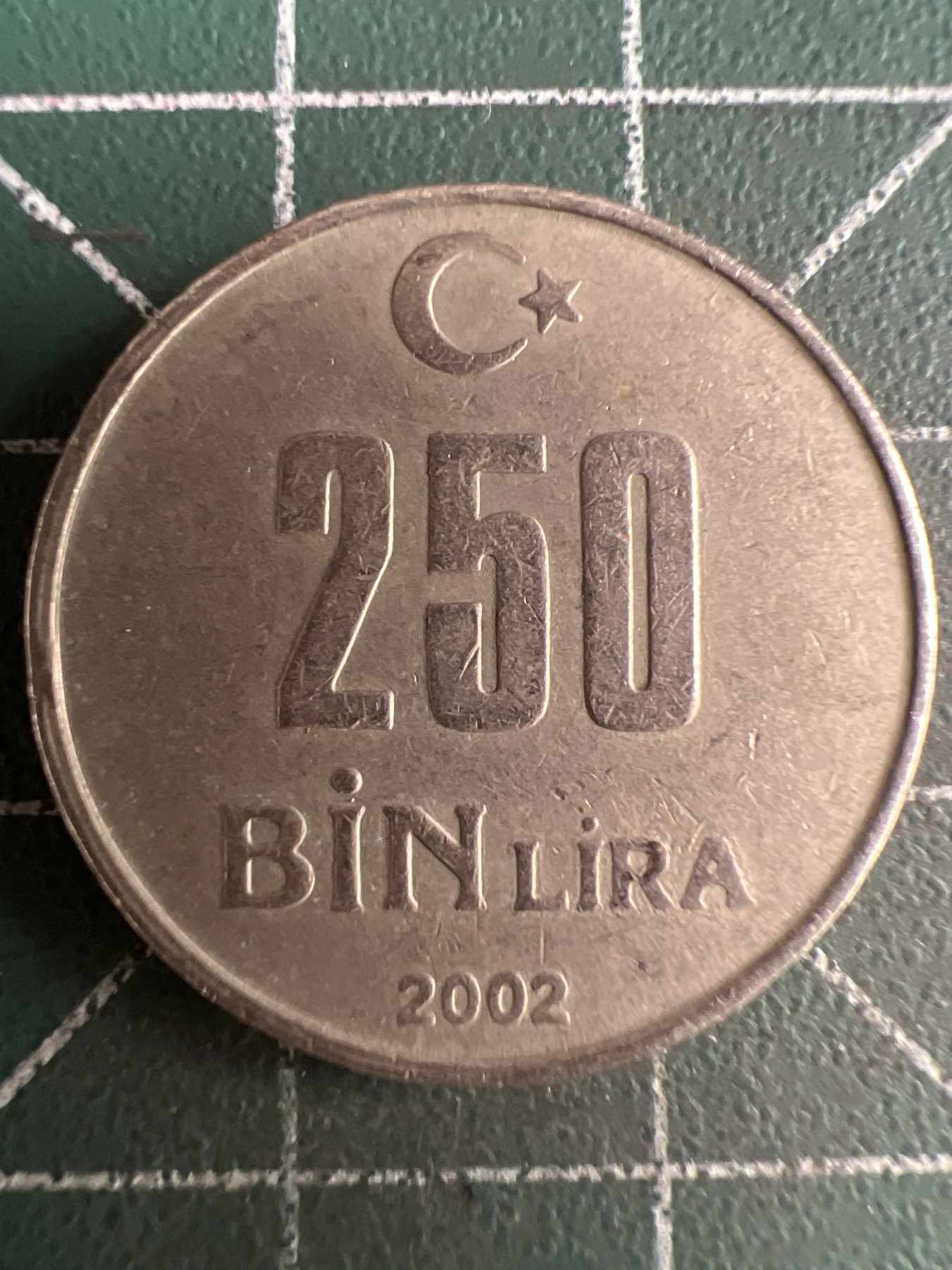 第482期 土耳其硬币专场 （无押金，捡漏，全场50包邮，偏远地区除外，接收代拍业务） 土耳其250bin里拉 2002年