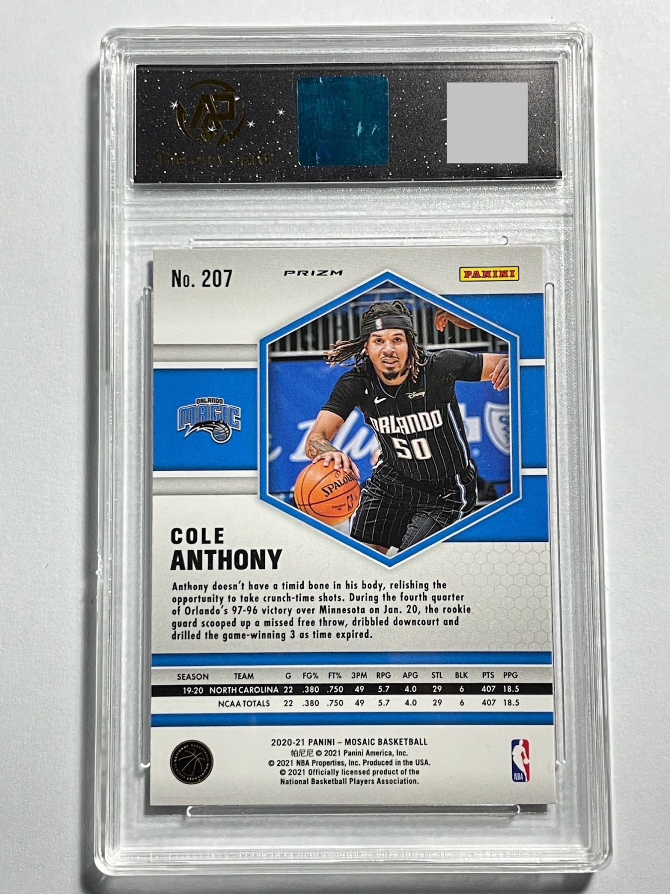 【德藏】卡牌拍卖第9期 ~PSA10 艾弗森 · 新秀签名~【无每件最低收费！！！】 NBA 2020-21 PANINI MOSAIC 东部联盟 奥兰多 魔术 板凳匪徒 科尔·安东尼 擦哥 新秀 樱花粉折射卡 RPA 9