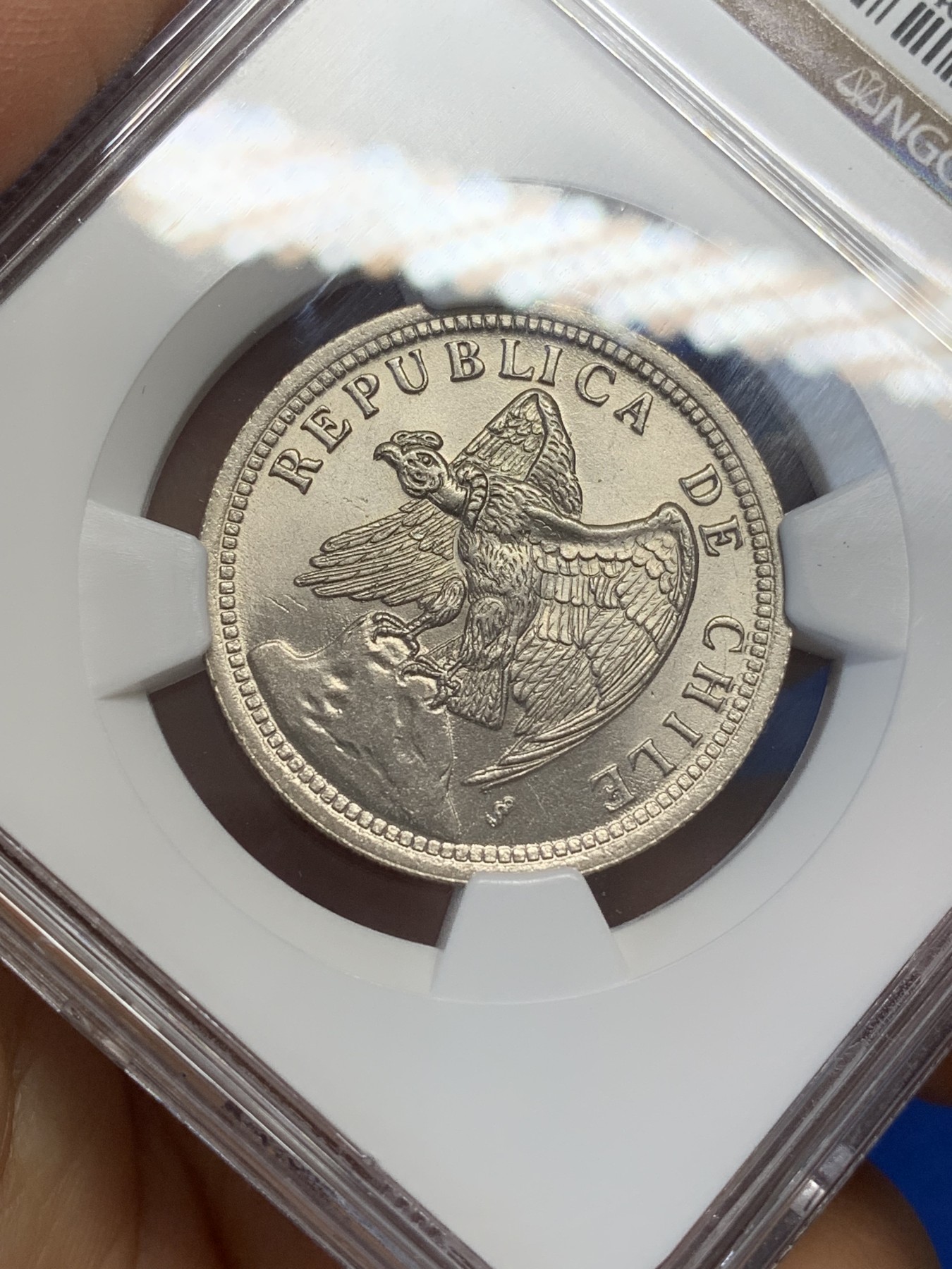《竞宝斋》第223场-周日，周一 2场 (全场包邮) NGC-MS66 智利 1933年 1比索 高分辅币 热门中南美品种