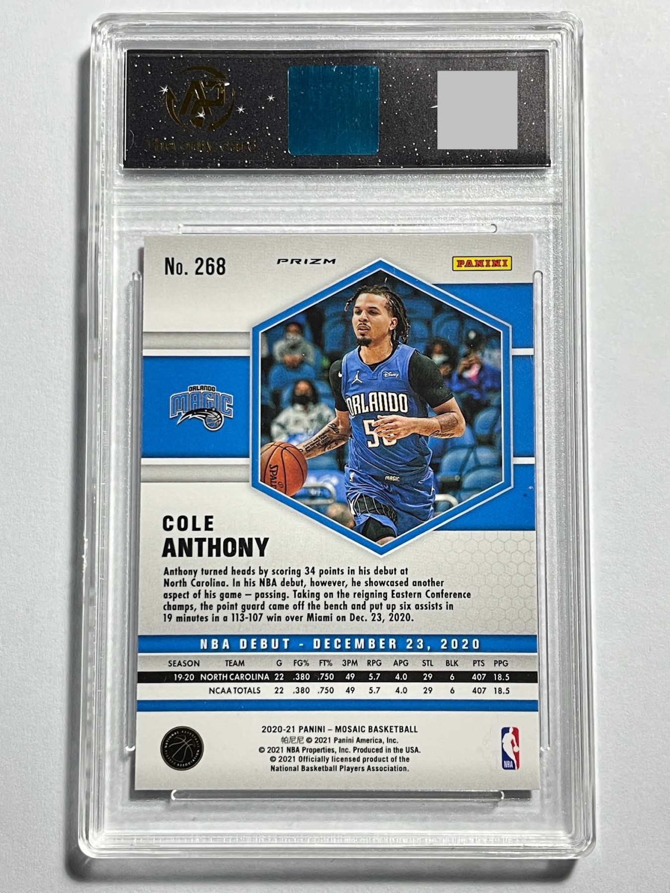 【德藏】卡牌拍卖第9期 ~PSA10 艾弗森 · 新秀签名~【无每件最低收费！！！】 NBA 2020-21 PANINI MOSAIC 东部联盟 奥兰多 魔术 板凳匪徒 擦哥 科尔·安东尼 新秀 樱花粉折射卡 RPA 9