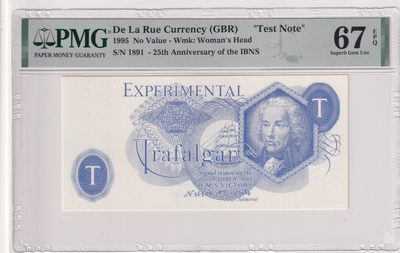 🌗乐淘淘世界纸币拍卖 第33期 测试钞专场🌓 英国德纳罗印钞公司1995年测试钞 IBNS成立25周年 PMG67EPQ