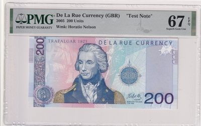 🌗乐淘淘世界纸币拍卖 第33期 测试钞专场🌓 英国德纳罗印钞公司2005年测试钞 霍雷肖·纳尔逊 PMG67EPQ