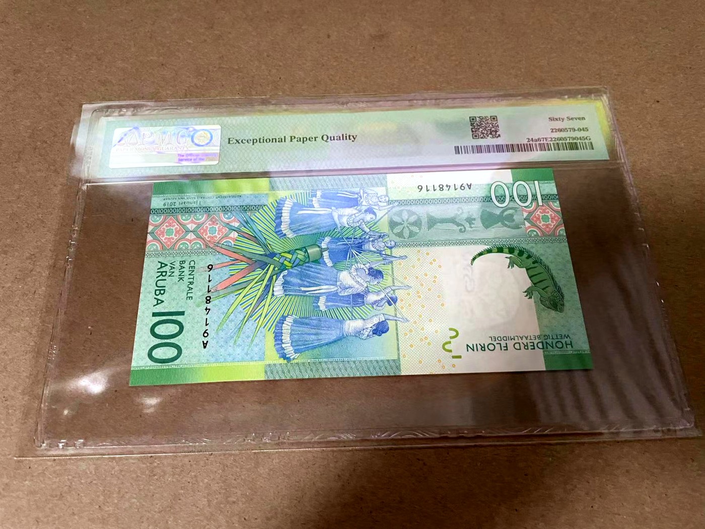 【Blue Auction】✨世界纸币精拍第404期——小精品场 【获奖钞】阿鲁巴 2019年100弗罗林 大蜥蜴 PMG67EPQ 