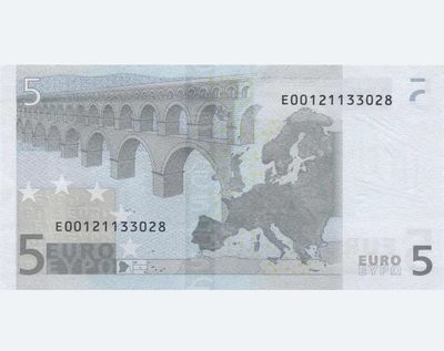 欧盟纸币Euro 稀有E冠斯洛伐克 2002版5欧元 首发 二签 全新UNC - 欧盟纸币Euro 稀有E冠斯洛伐克 2002版5欧元 首发 二签 全新UNC