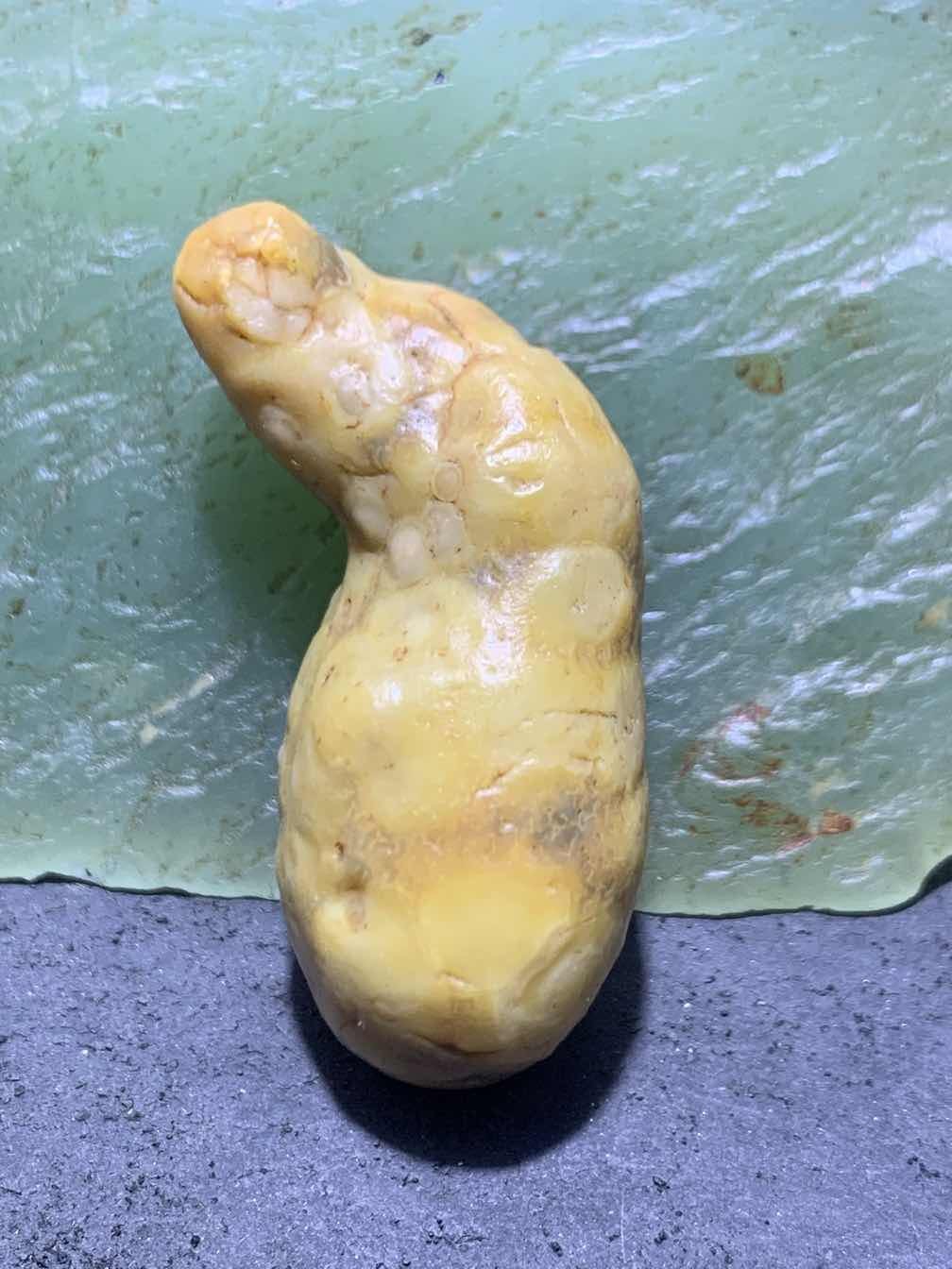 精美戈壁高玉化心脏形鱼籽纹筋脉石原石一颗，