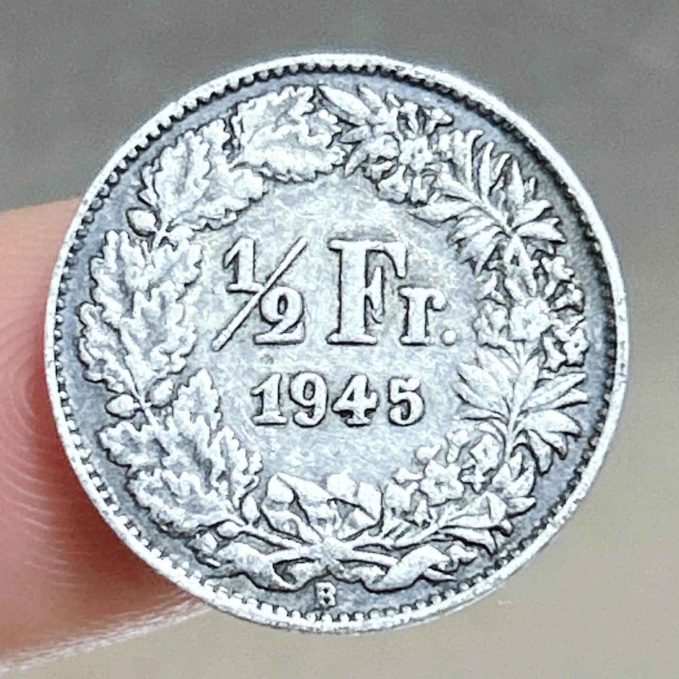 全场一元起拍 银币专场 第47期 瑞士1945年1/2法郎银币 海尔维蒂亚守护神 2.5g