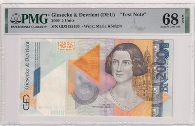 🌗乐淘淘世界纸币拍卖 第33期 测试钞专场🌓 德国捷德公司2000年测试钞 玛利亚公主 PMG68EPQ