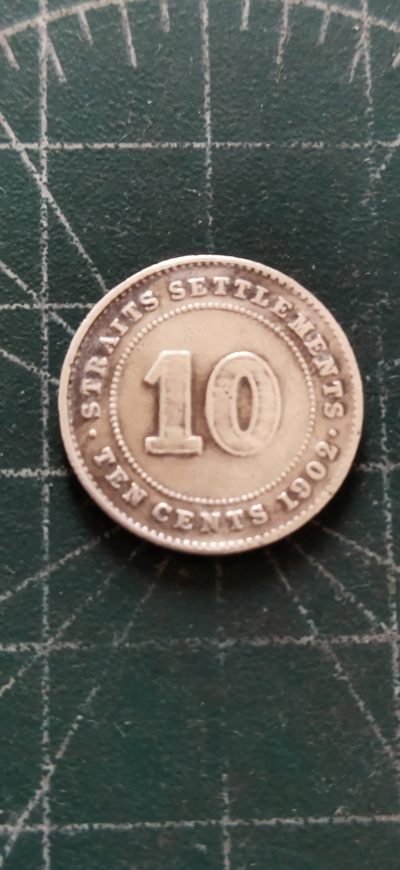 外国硬币初藏散币银币第13场(每周1场，周四上拍) - 英属海峡10分银币1902年。