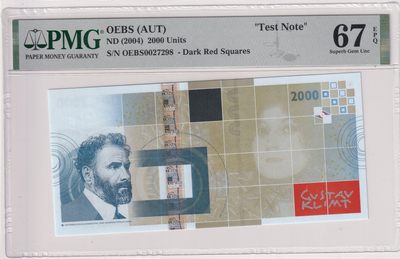 🌗乐淘淘世界纸币拍卖 第33期 测试钞专场🌓 奥地利OEBS公司2004年测试钞 PMG67EPQ
