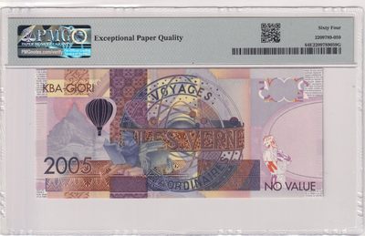 🌗乐淘淘世界纸币拍卖 第33期 测试钞专场🌓 瑞士高宝KBA公司2005年测试钞 儒勒·凡尔纳 PMG64EPQ