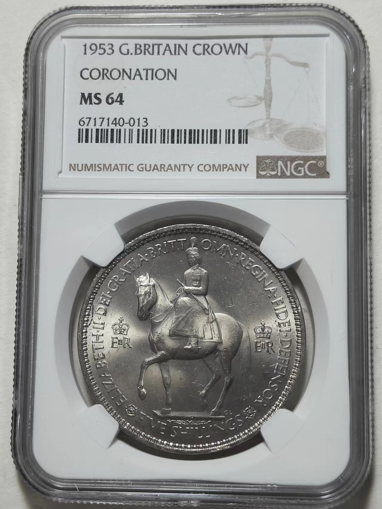 🎡物与斋第2场-德紧及欧洲回流钱币（0元起自动拍） NGC MS64 英国1953年伊丽莎白二世克朗，转光犀利