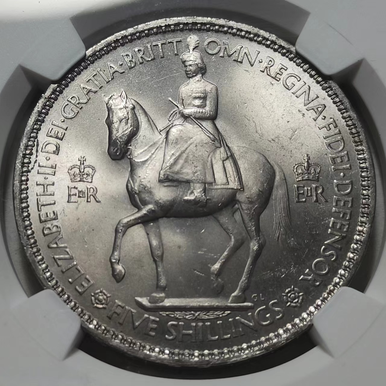 🎡物与斋第2场-德紧及欧洲回流钱币（0元起自动拍） NGC MS64 英国1953年伊丽莎白二世克朗，转光犀利