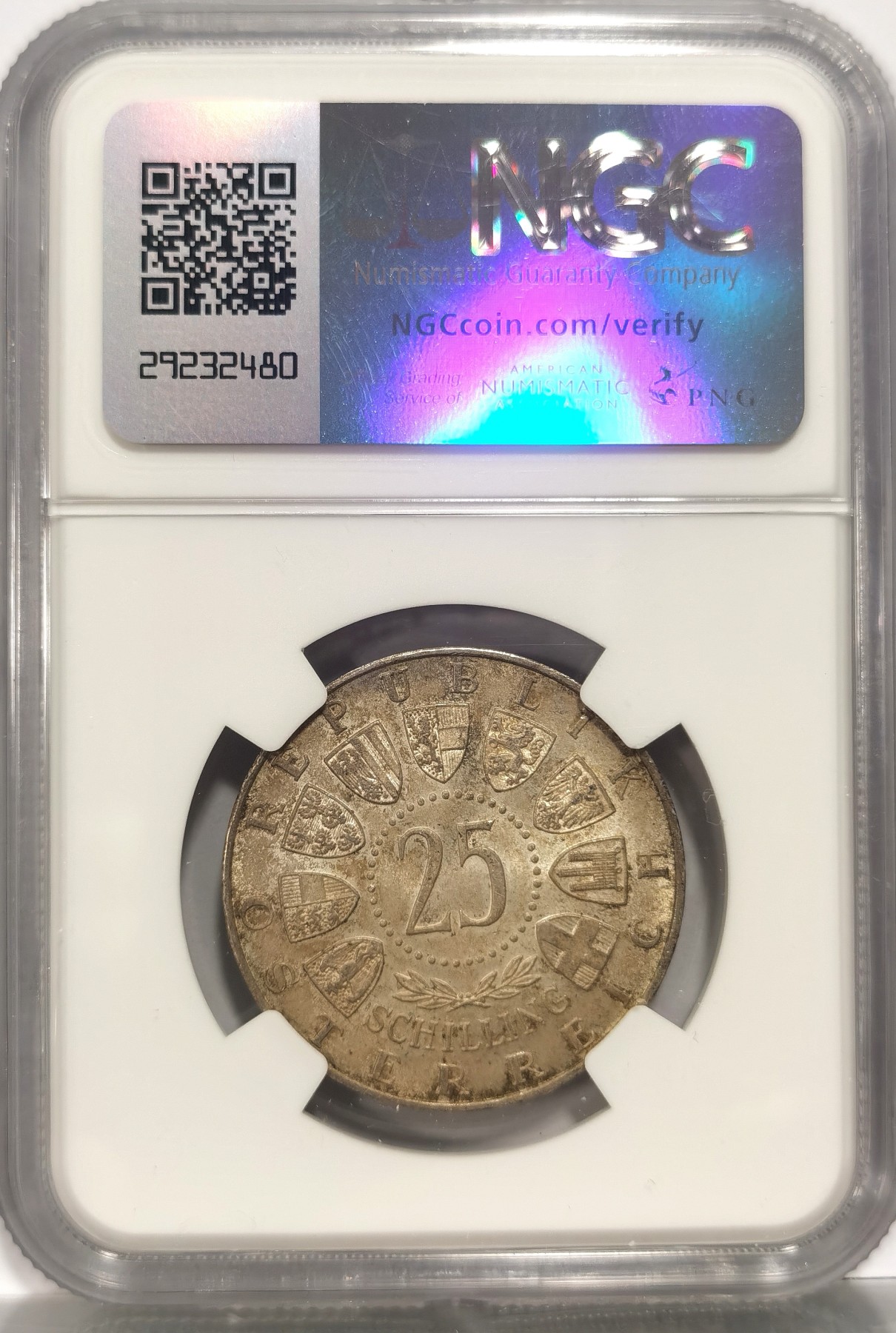 博洋堂世界钱币拍卖第056期（全场包邮） NGC MS63 奥地利1956年莫扎特诞辰200周年25先令银币