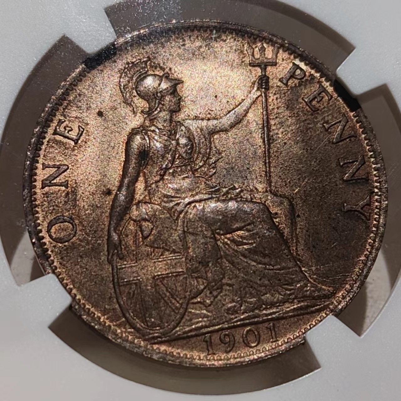 🎡物与斋第2场-德紧及欧洲回流钱币（0元起自动拍） NGC MS63RB 英国维多利亚1901年1便士