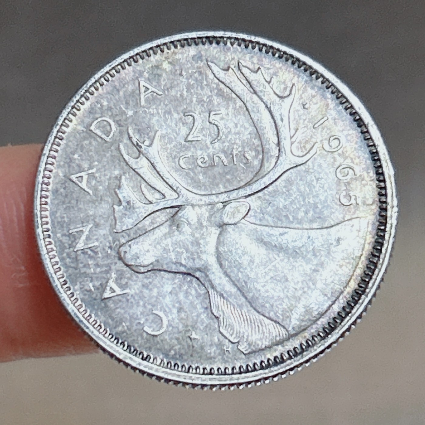 第一海外回流一元起拍收藏 银币专场 第70期 1965年加拿大驯鹿25分银币 伊丽莎白二世 重5.8g