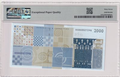 🌗乐淘淘世界纸币拍卖 第33期 测试钞专场🌓 奥地利OEBS公司2004年测试钞 PMG67EPQ