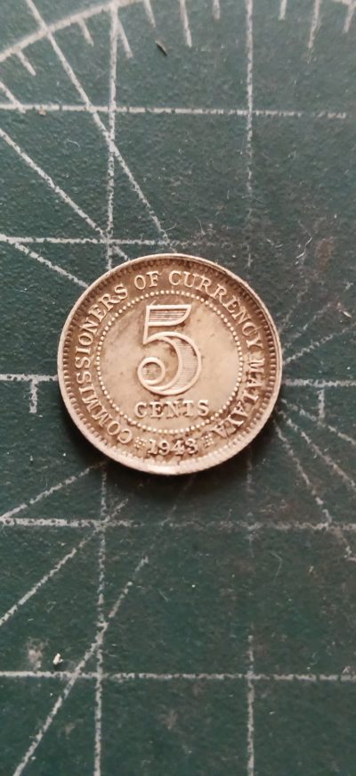 外国硬币初藏散币银币第13场(每周1场，周四上拍) - 英属马来亚5分银币1943年。