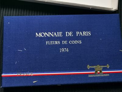 道一币馆币章第二十五场 - 原盒证 法国1974年套币九枚 含50法郎大力神银币