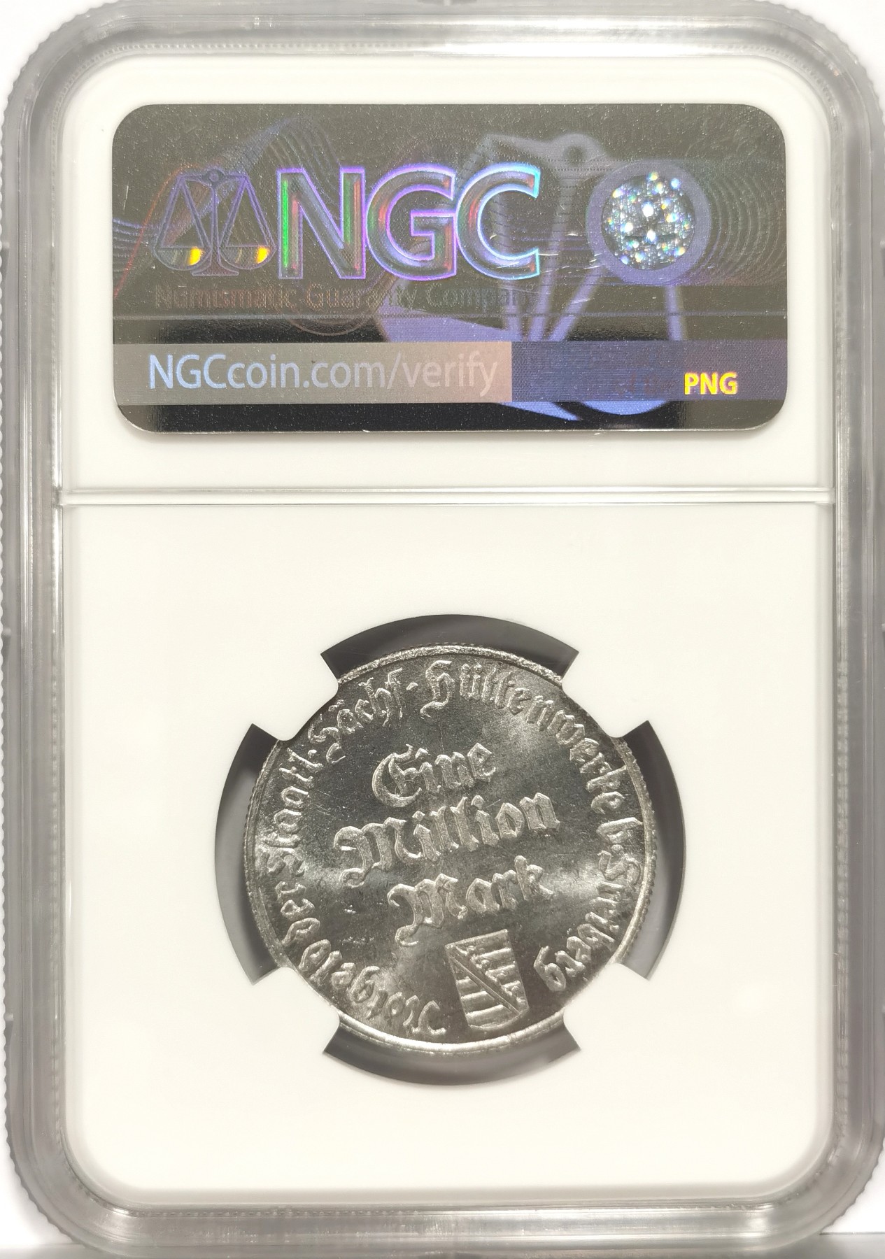 博洋堂世界钱币拍卖第056期（全场包邮） NGC MS64 德国德紧弗莱堡1923年火把男一百万马克铝币，名誉品