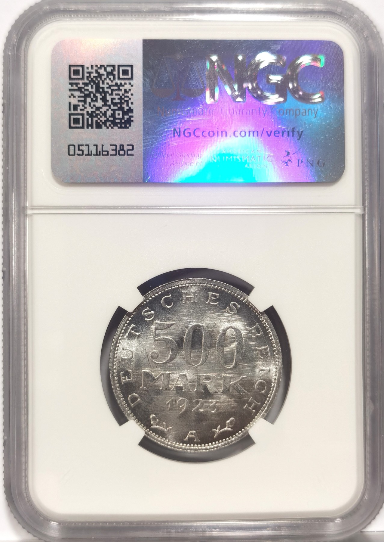 博洋堂世界钱币拍卖第056期（全场包邮） NGC MS65 德国魏玛共和国1923年500马克铝币