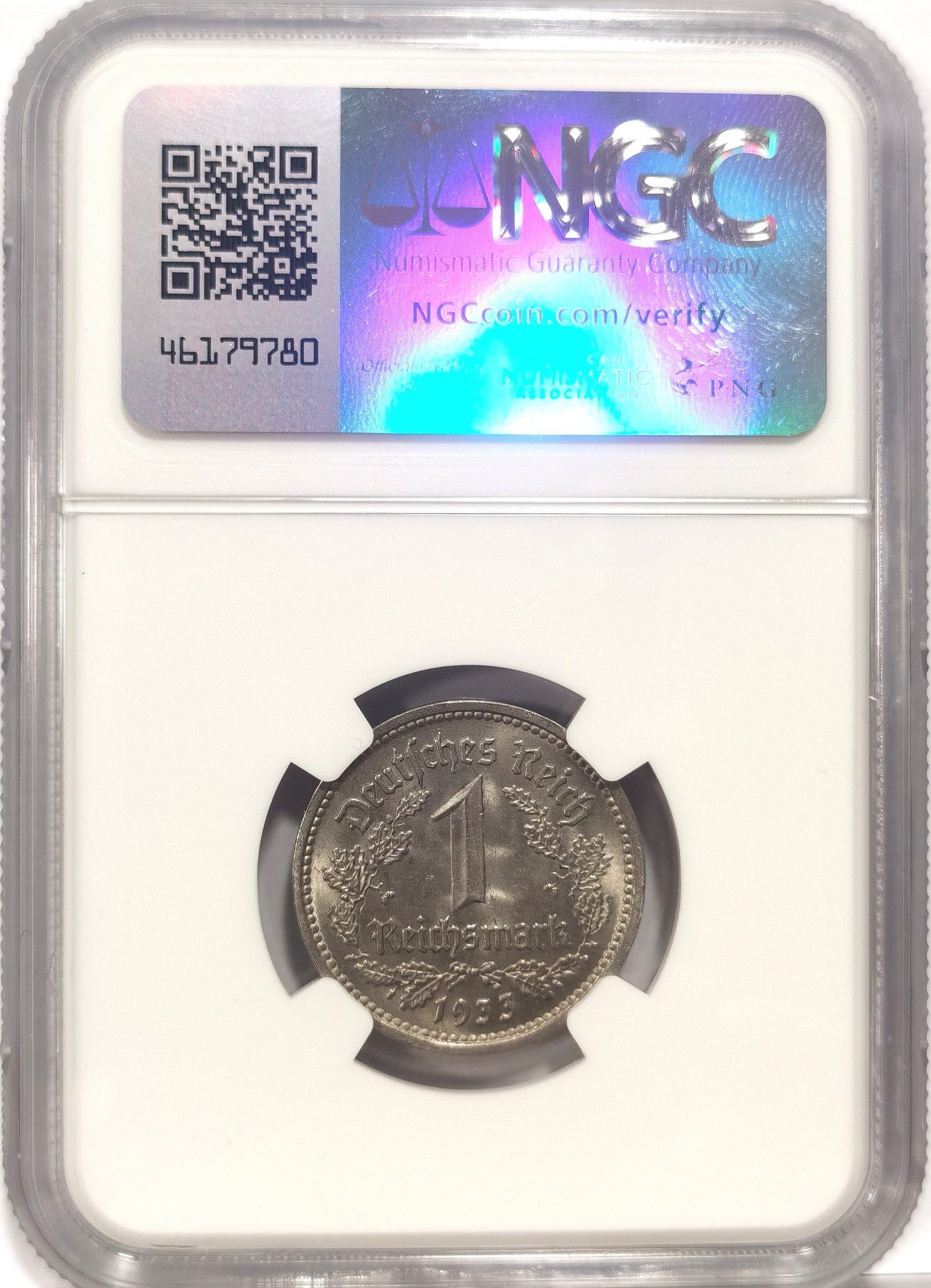 博洋堂世界钱币拍卖第056期（全场包邮） NGC MS64 德国第三帝国1933年D版1马克镍币