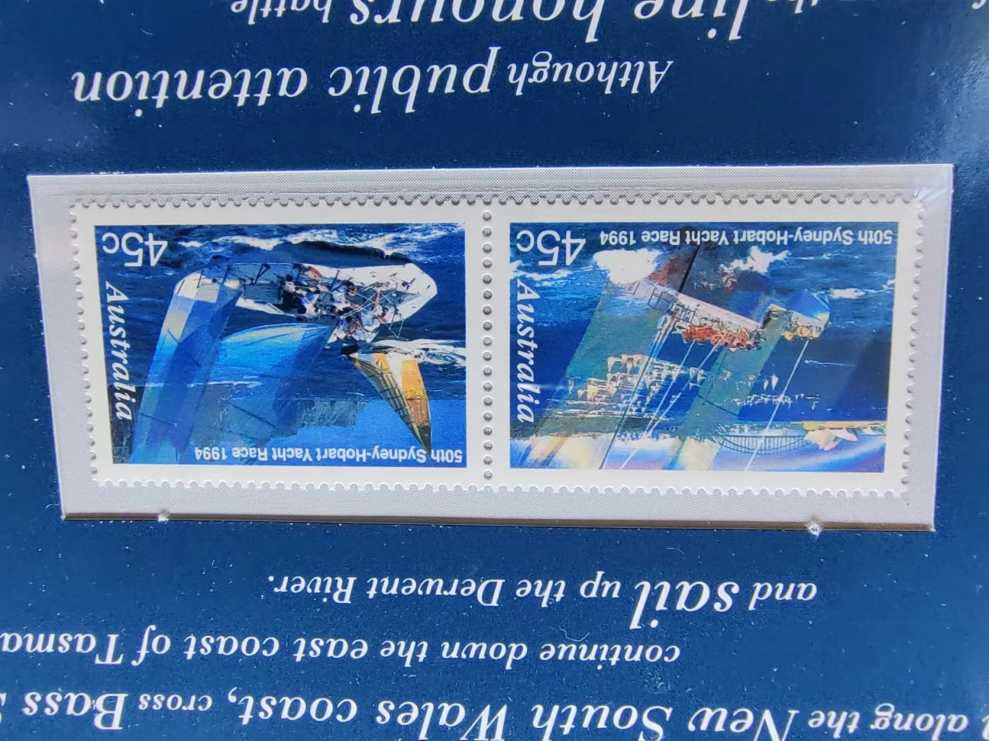 澳大利亚小邮本🔥💥（拍卖，澳小本票值高，值得收藏）专场 第③⑦场 澳大利亚1994年 第50届悉尼-霍巴特帆船赛（全新无戳）