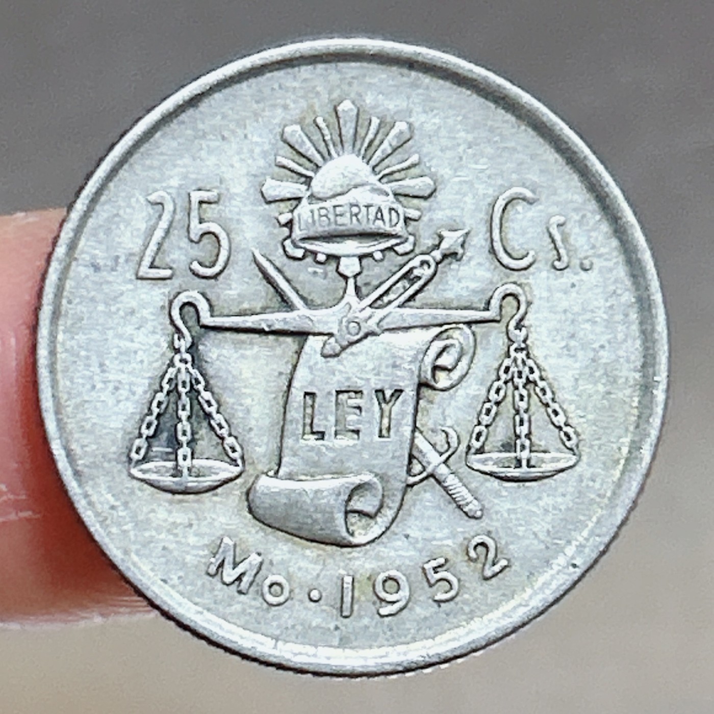 全场一元起拍 银币专场 第47期 1952年墨西哥天平鹰洋25分银币 3.3g好品