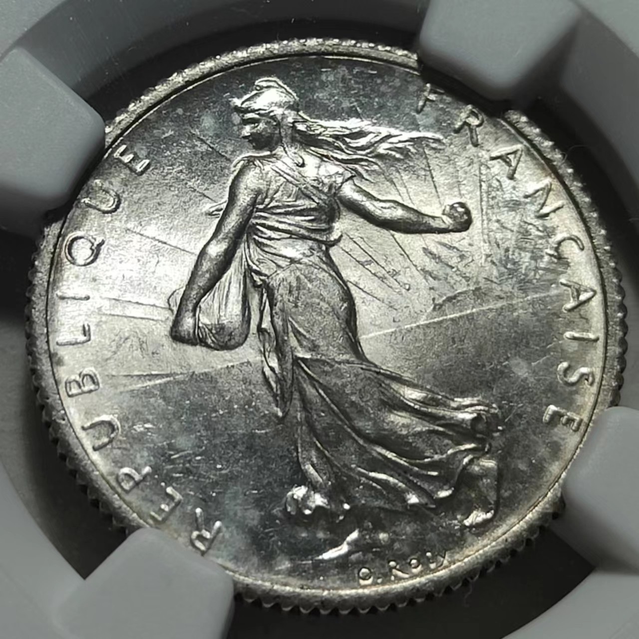 🎡物与斋第2场-德紧及欧洲回流钱币（0元起自动拍） NGC MS61 法国1918播种女神银币，转光强烈，个人感觉低评