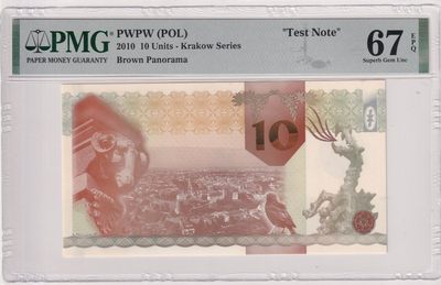 🌗乐淘淘世界纸币拍卖 第33期 测试钞专场🌓 波兰PWPW2010年测试钞 PMG67EPQ