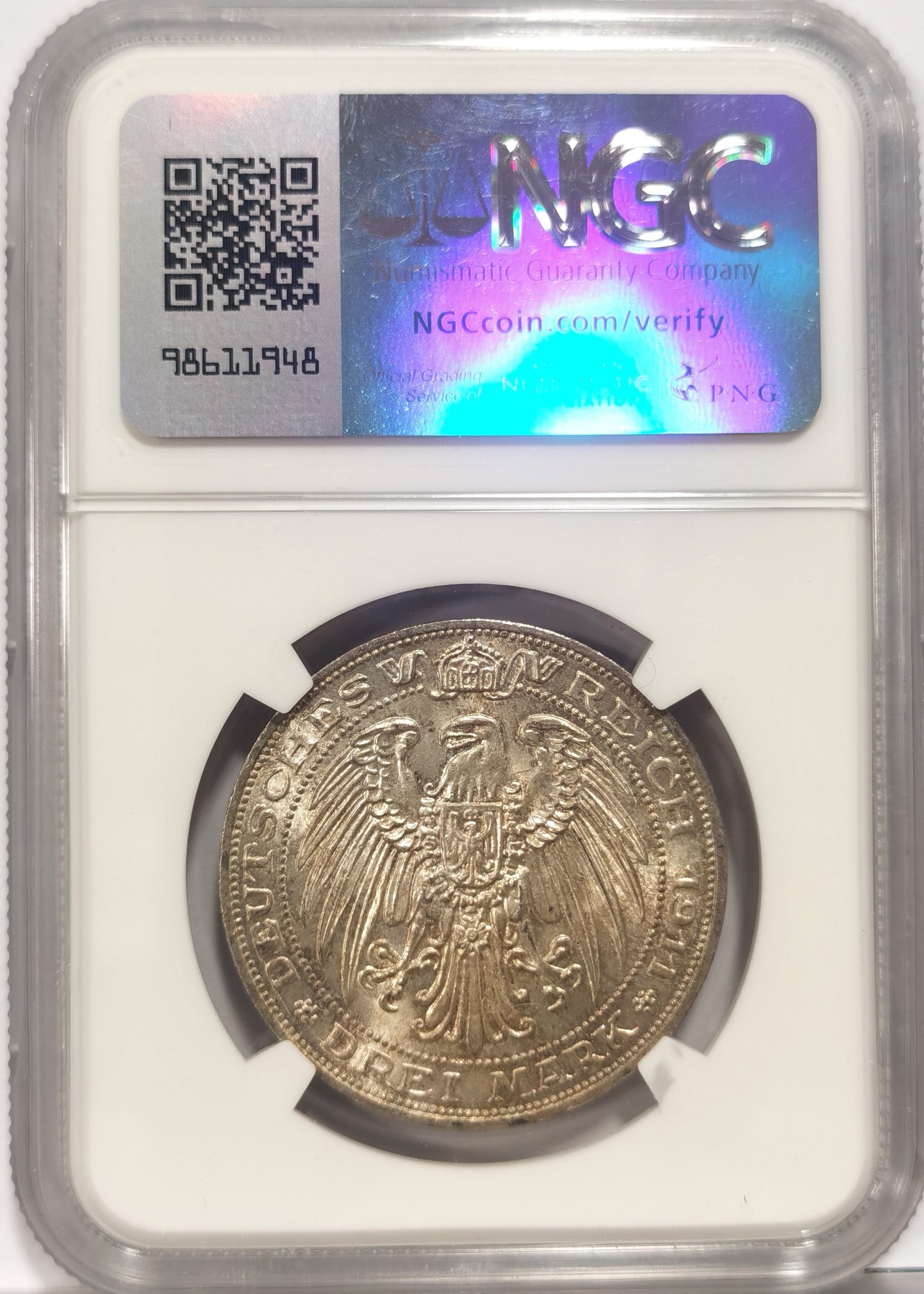 博洋堂世界钱币拍卖第056期（全场包邮） NGC MS65 德国普鲁士1911年布雷斯劳大学3马克纪念银币