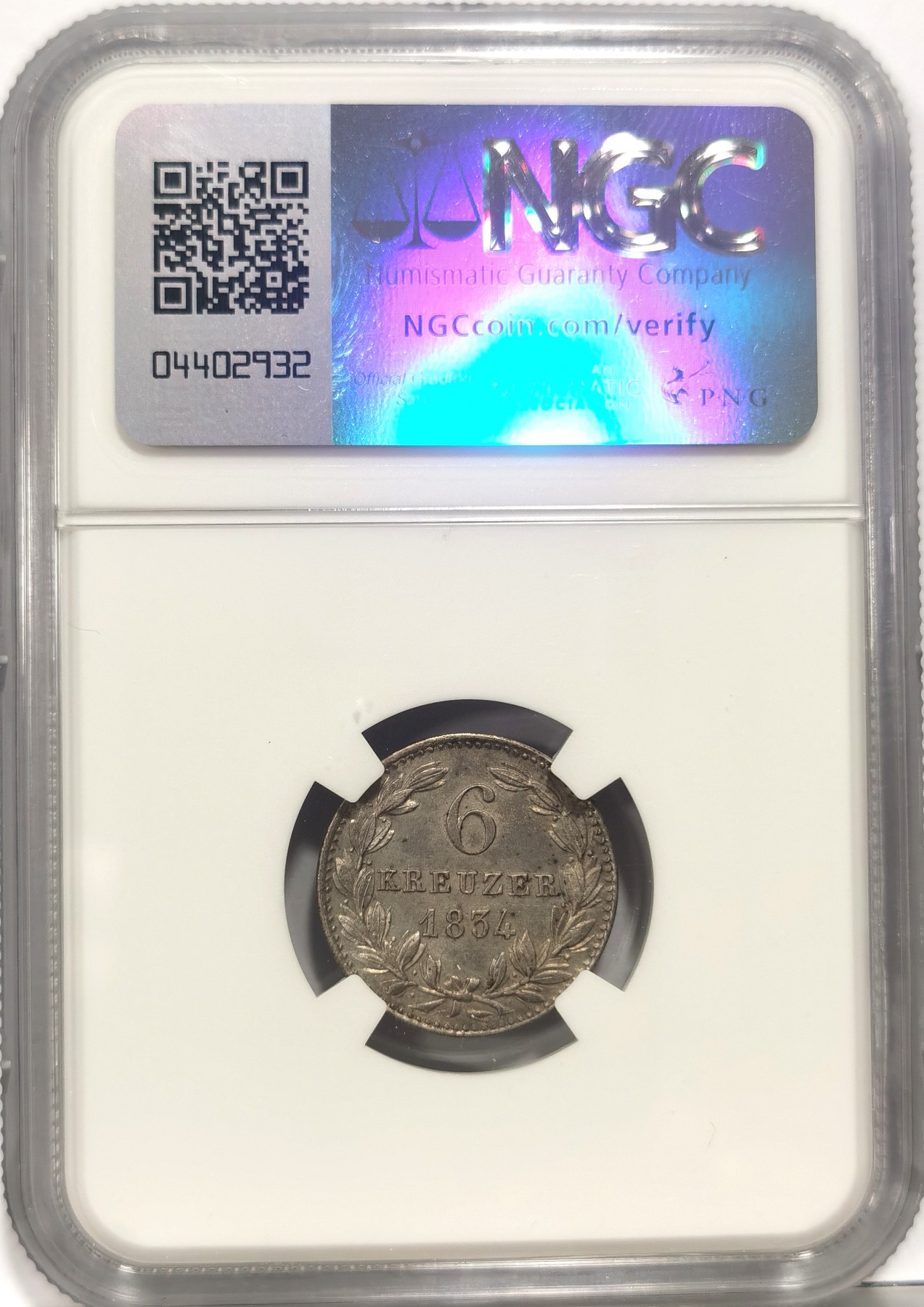 博洋堂世界钱币拍卖第056期（全场包邮） NGC UNC 德国拿骚1834年6克鲁泽银币