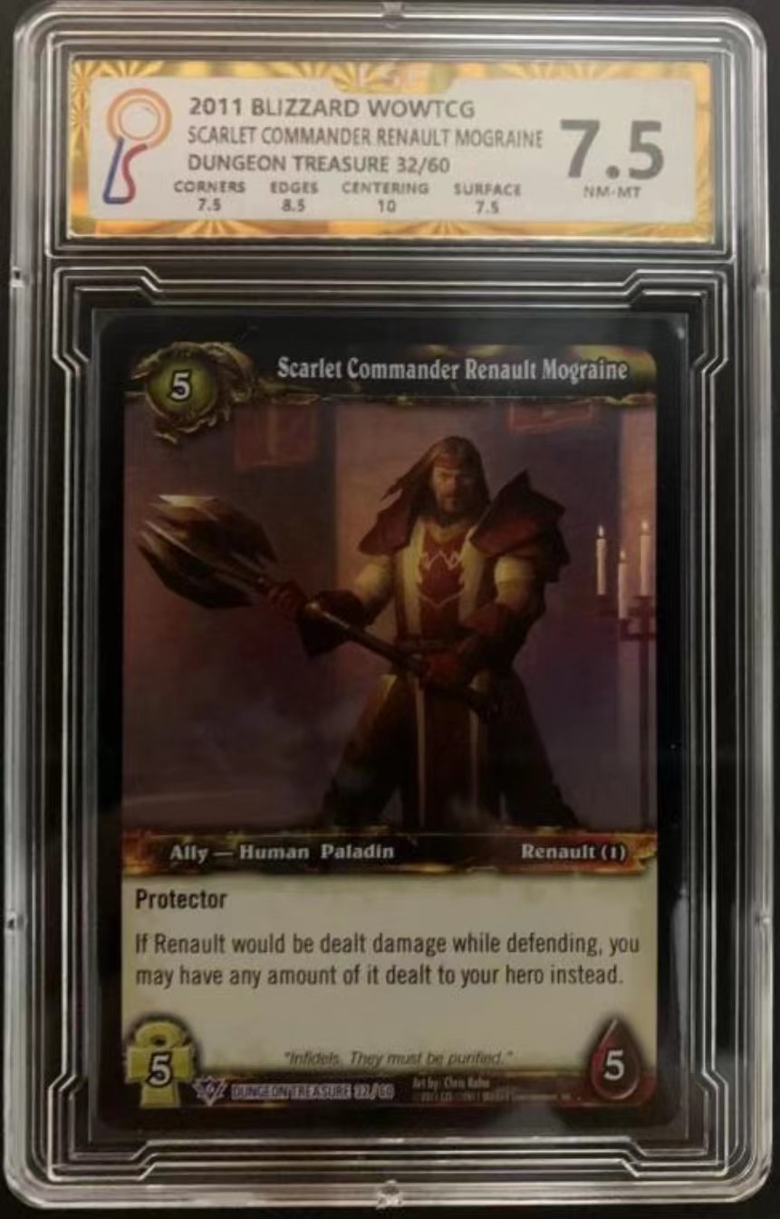 暴雪魔兽世界WOWTCG卡牌 套卡出美版绝版闪卡血色修道院：场地卡血色修道院，血色十字军的高级审判官圣光女祭司莎莉·怀特迈恩，猩红指挥官雷诺莫格莱尼，血色修道院之战