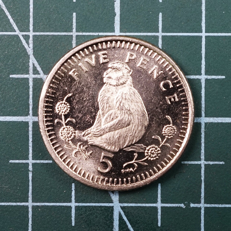 天业钱币散币、银币拍卖第22次专场 全场0元起拍0佣金，欢迎围观参拍 英属直布罗陀2000年5便士 猴