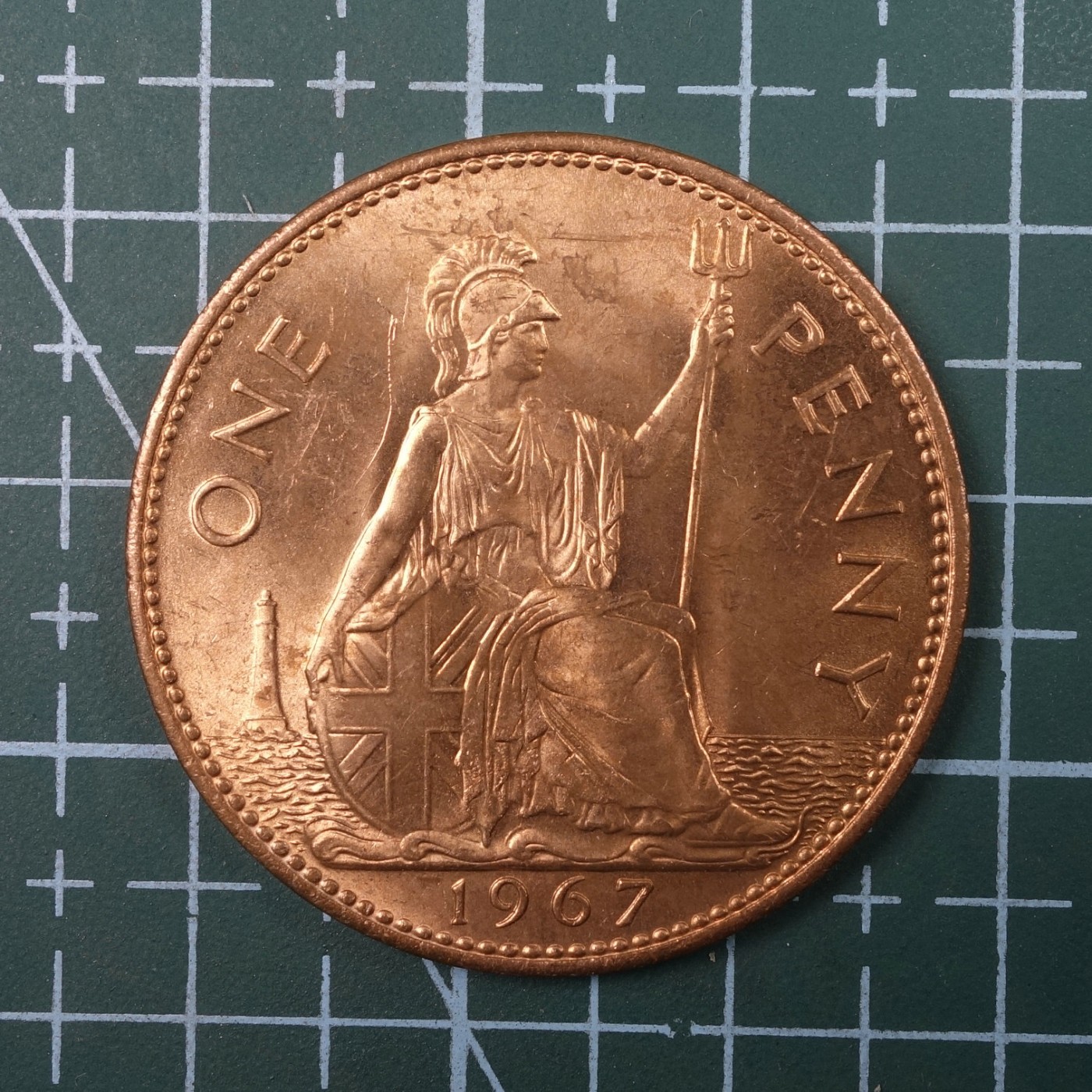 天业钱币散币、银币拍卖第22次专场 全场0元起拍0佣金，欢迎围观参拍 英国1967年1便士铜币 UNC