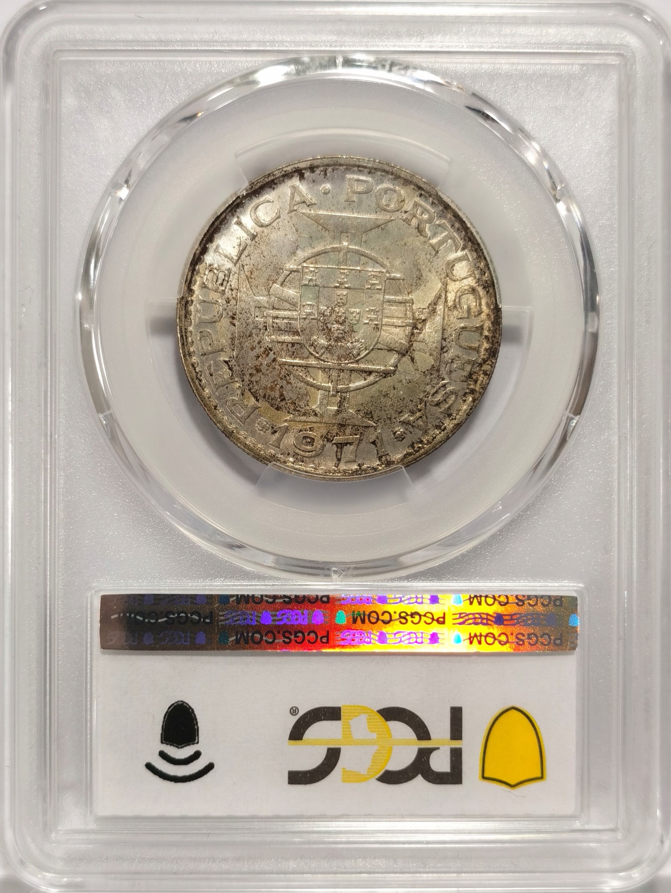 博洋堂世界钱币拍卖第056期（全场包邮） PCGS MS64 葡属澳门1971年伍圆银币，老包浆