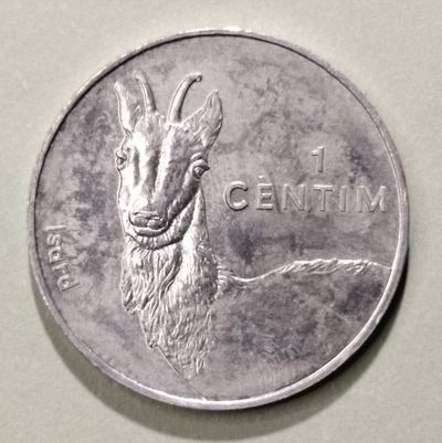 布加迪🐬～世界钱币🌾第 58 期 /  欧洲套散币专场  - 安道尔🇦🇩 2002年 1c 三羊图案 铝币