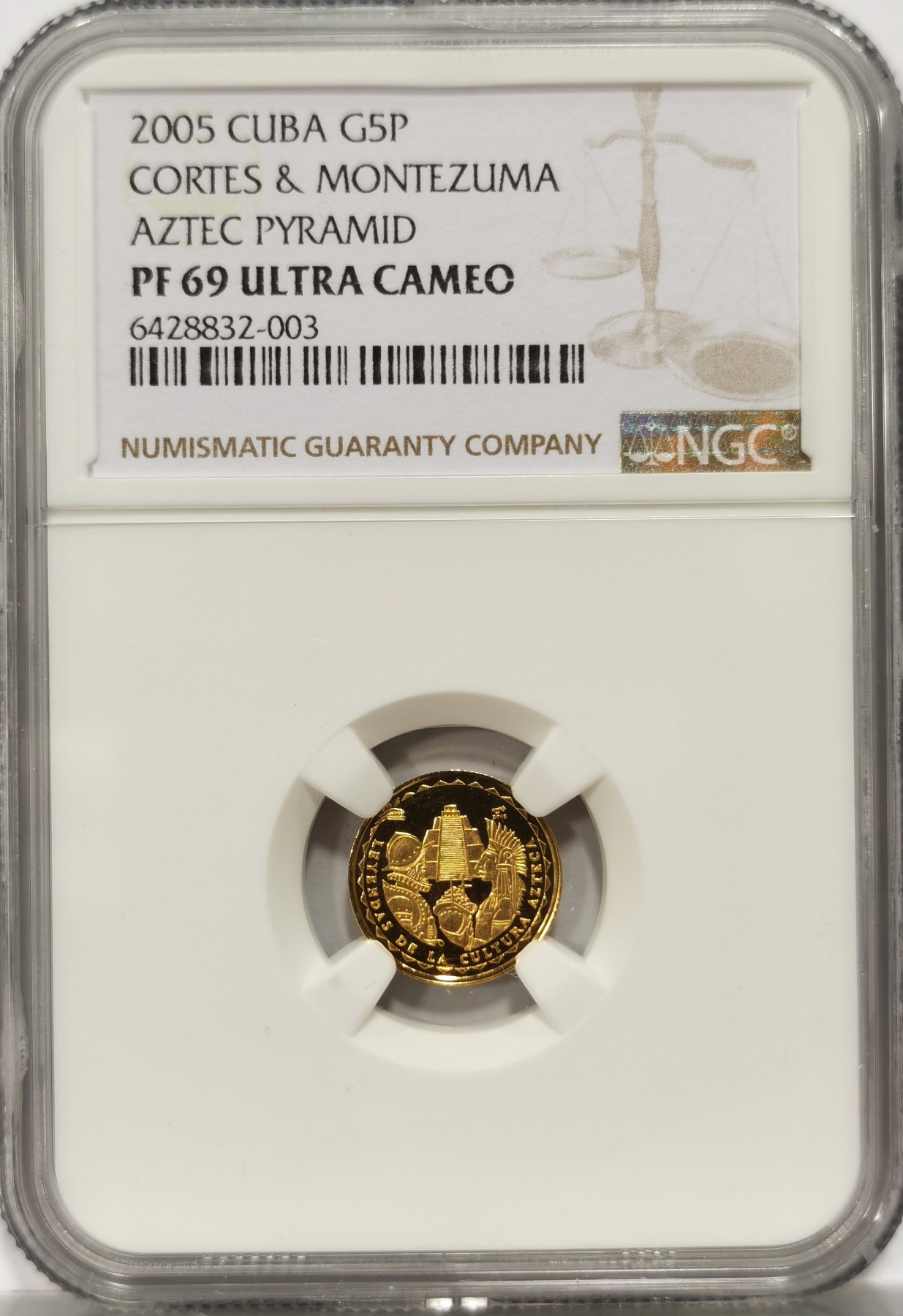 博洋堂世界钱币拍卖第056期（全场包邮） NGC PF69UC 镜面2005年古巴金币阿兹特克金字塔纪念币【重1g】