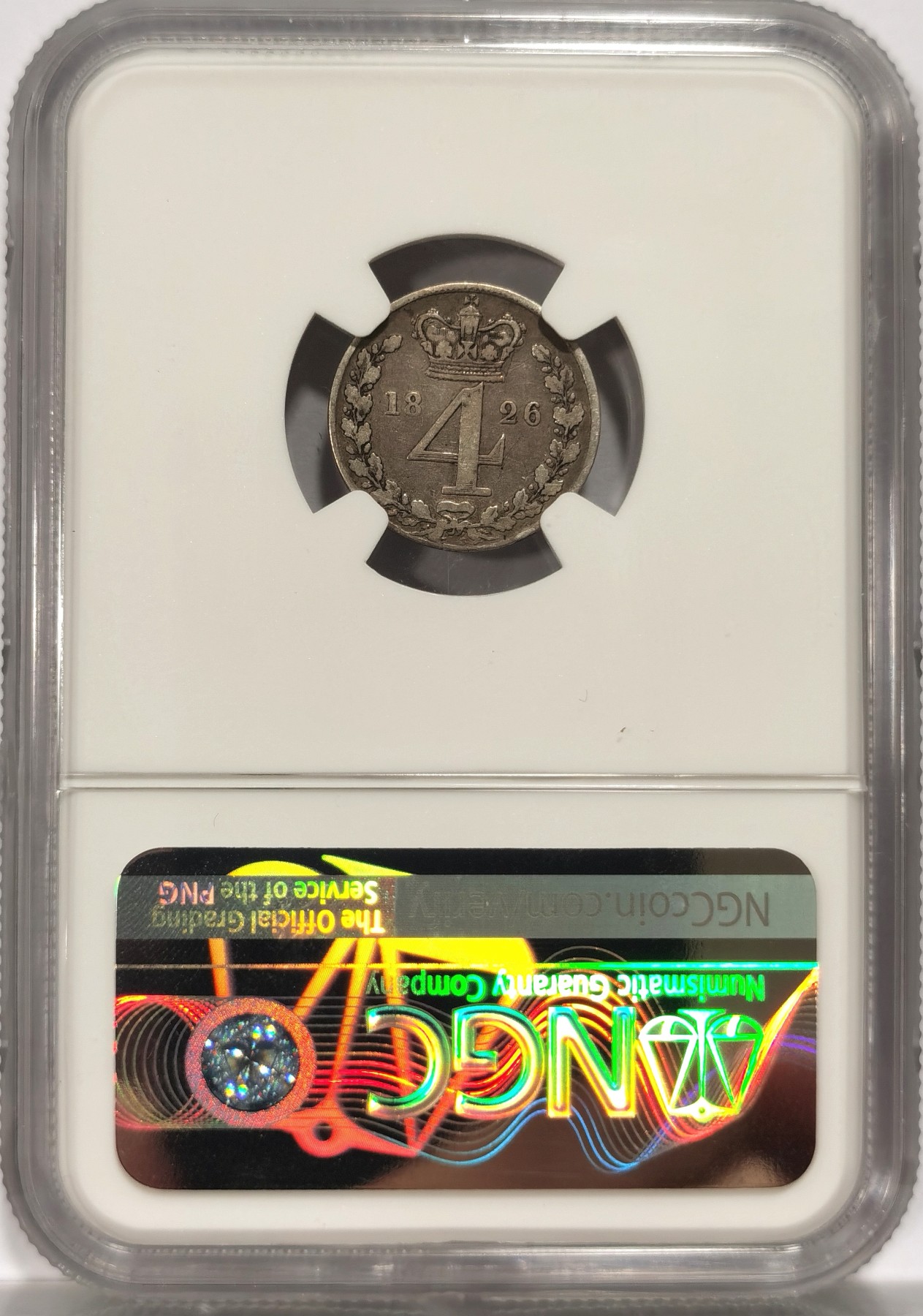 博洋堂世界钱币拍卖第056期（全场包邮） NGC F12 英国1826年乔治四世4便士濯足币