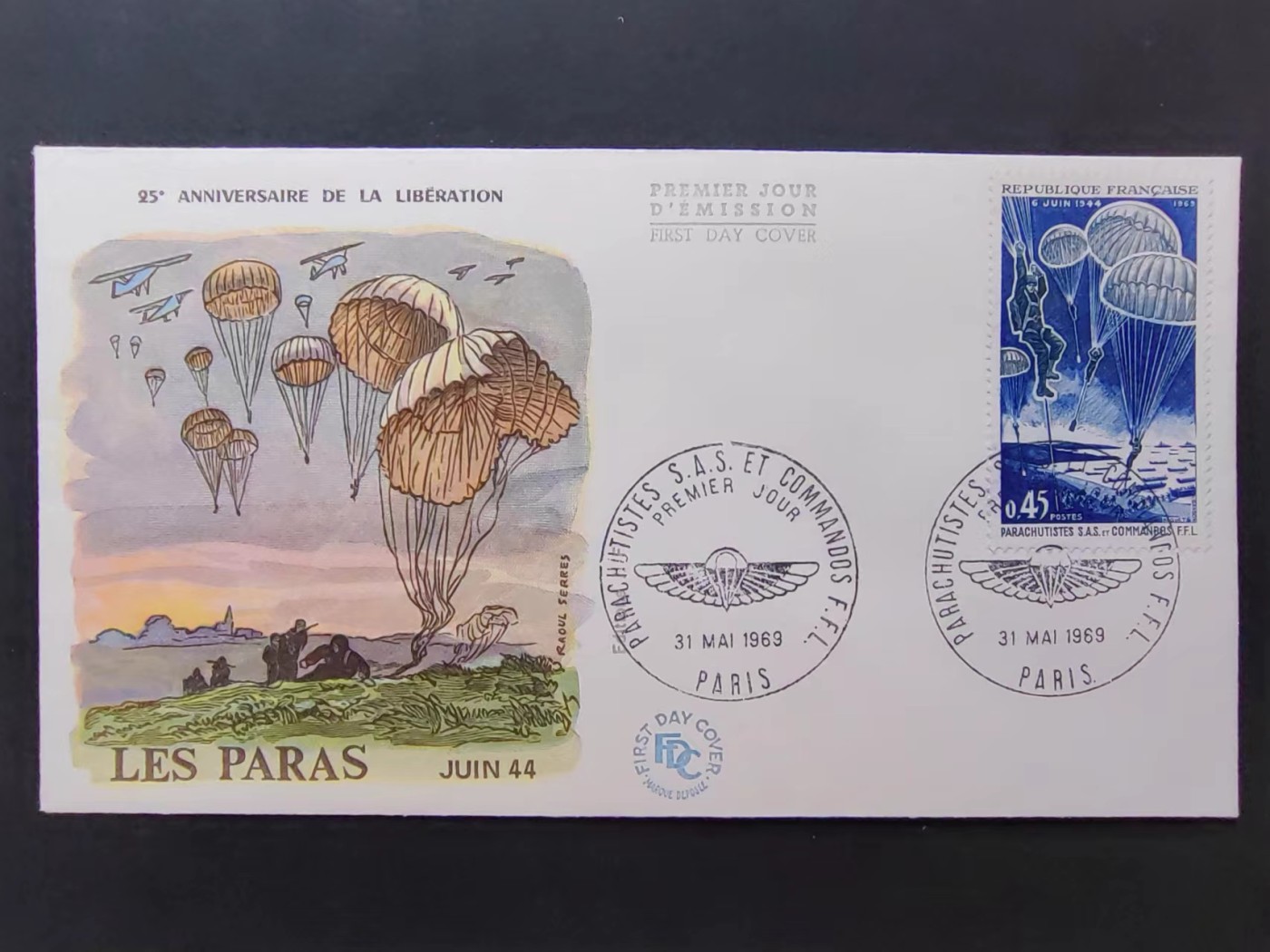 精选多國郵票品🔥💥（拍卖场）专场 第③⑧场 法国1969年 二战胜利25周年 伞兵