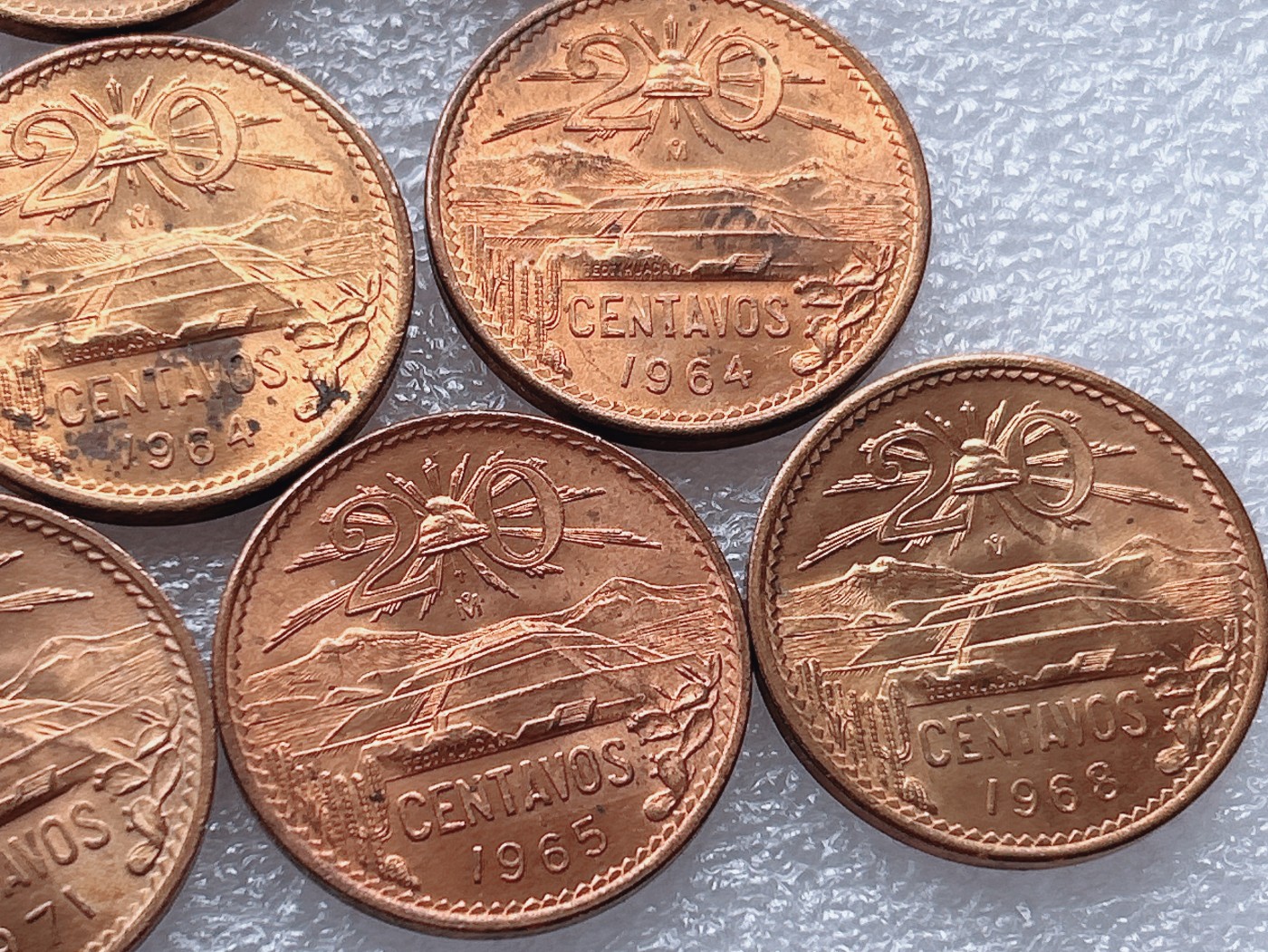 全场一元起拍 世界钱币散币、银币专场 第46期 墨西哥早期玛雅金字塔20分大铜币 10枚 原光品